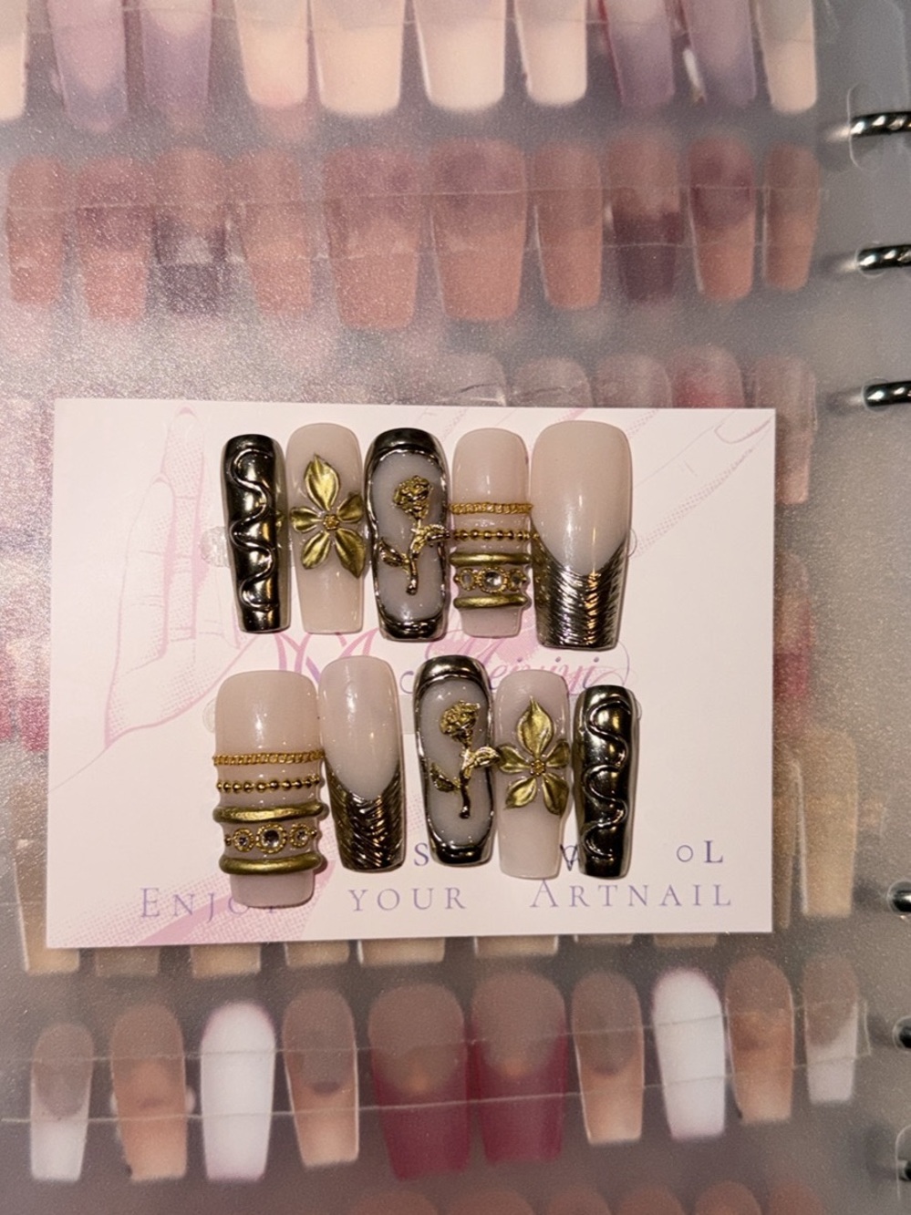 Gold & silver chrome press on nails